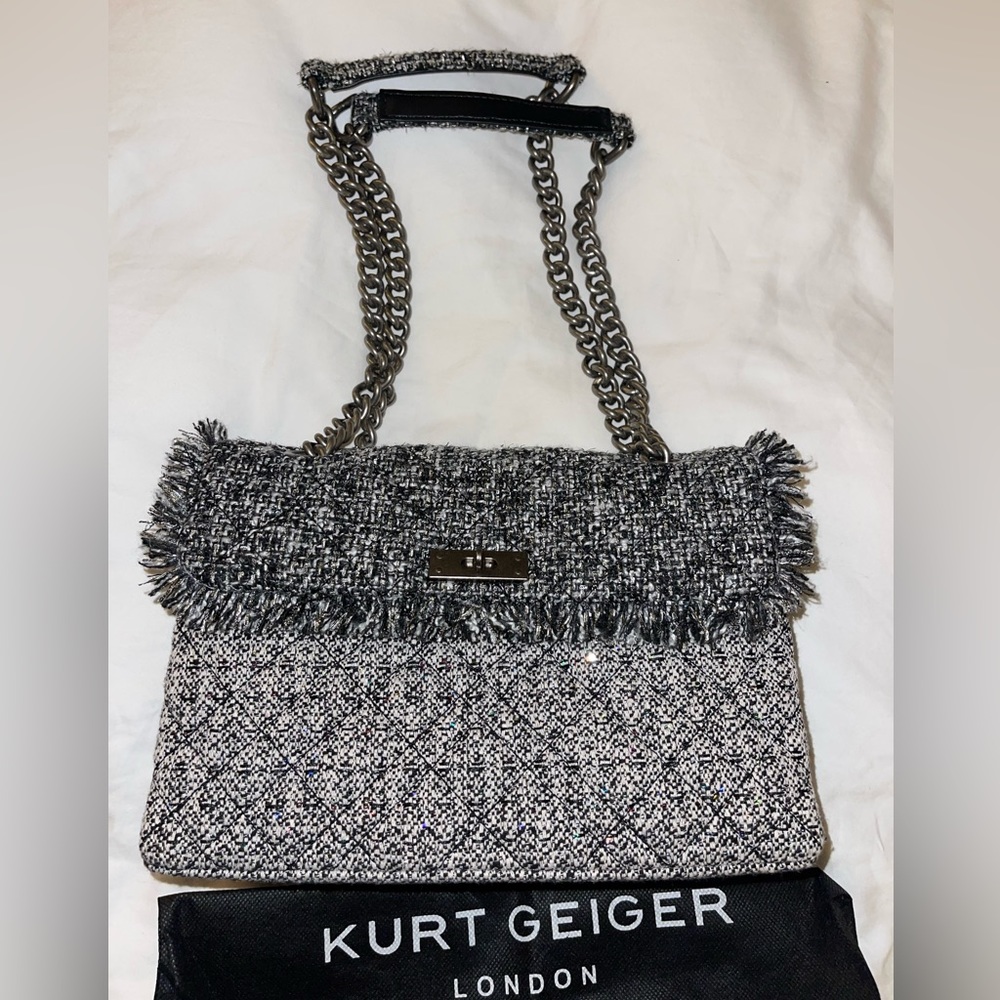 Kurt Geiger Tweed Brixton Dual Shoulder Lock Bag